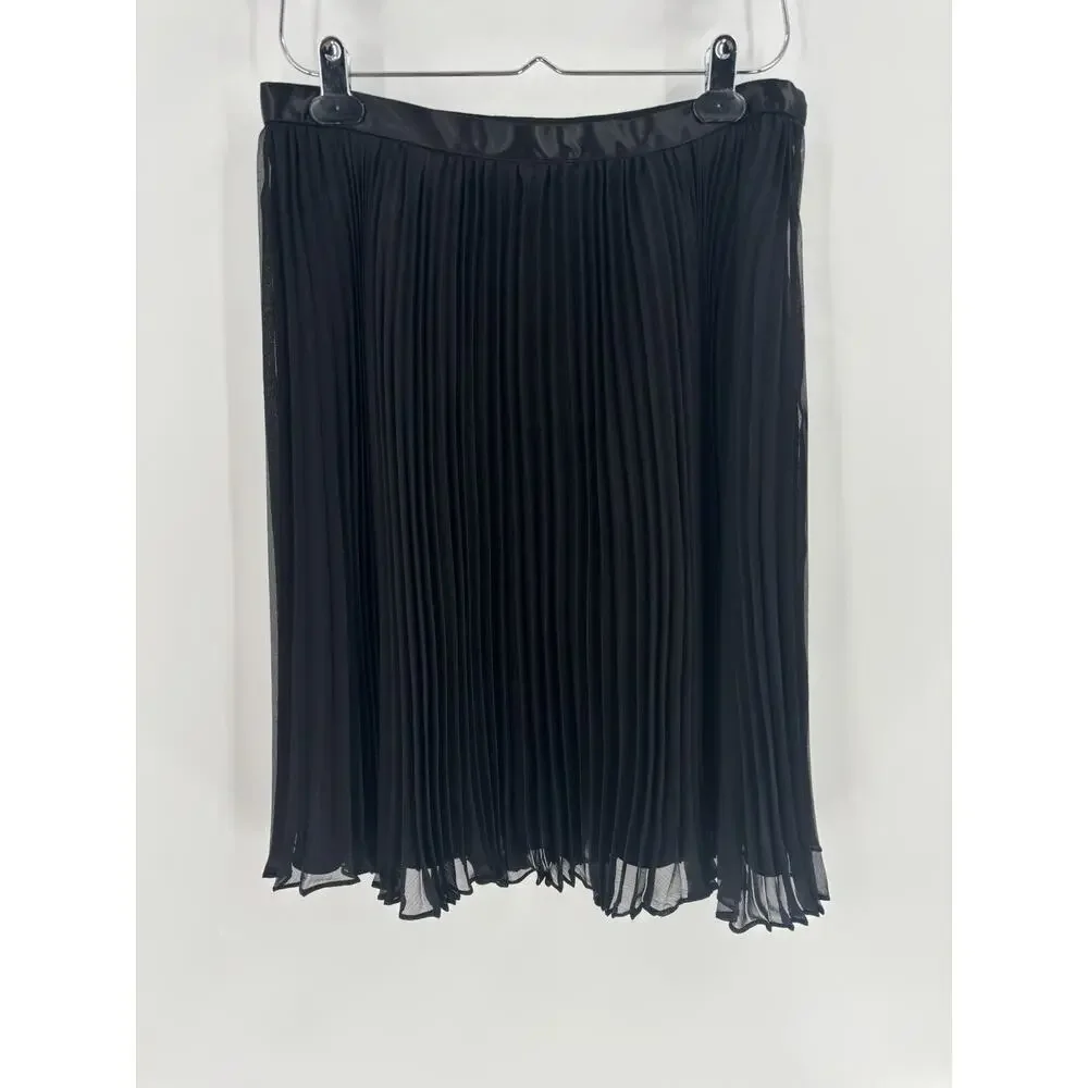 Victor Costa Vintage Skirt Womens 8 Black Pleated Lined Knee Length Chiffon